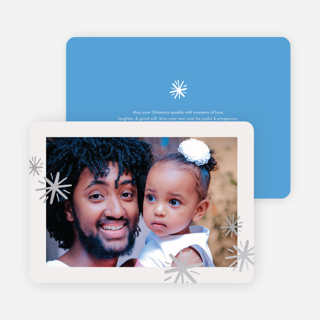 Foil Sparkle Border Holiday Cards - Blue