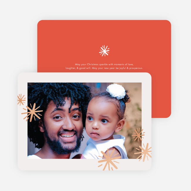 Foil Sparkle Border Holiday Cards - Orange