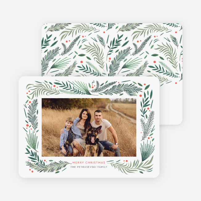 Pine Tree Motif Christmas Cards - Green