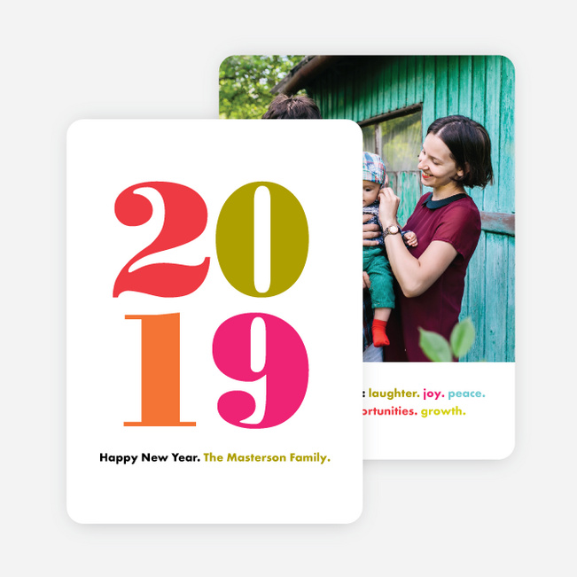 Bright Type New Year Cards - Red