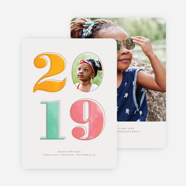 Cheery Numbers New Year Cards - Pink