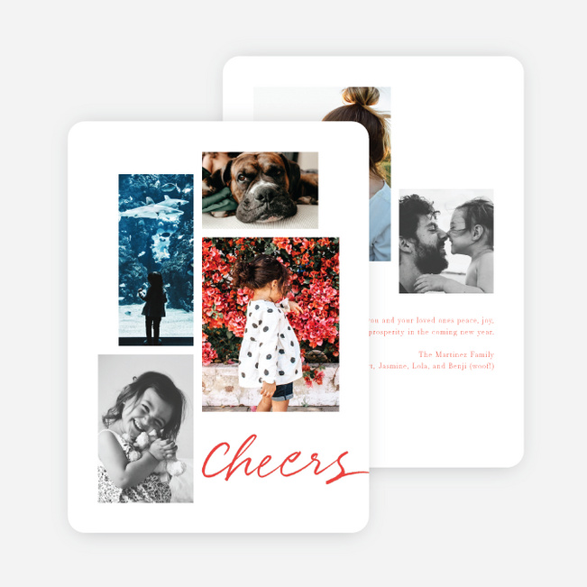 Festive Script New Year Cards and Invitations - Red