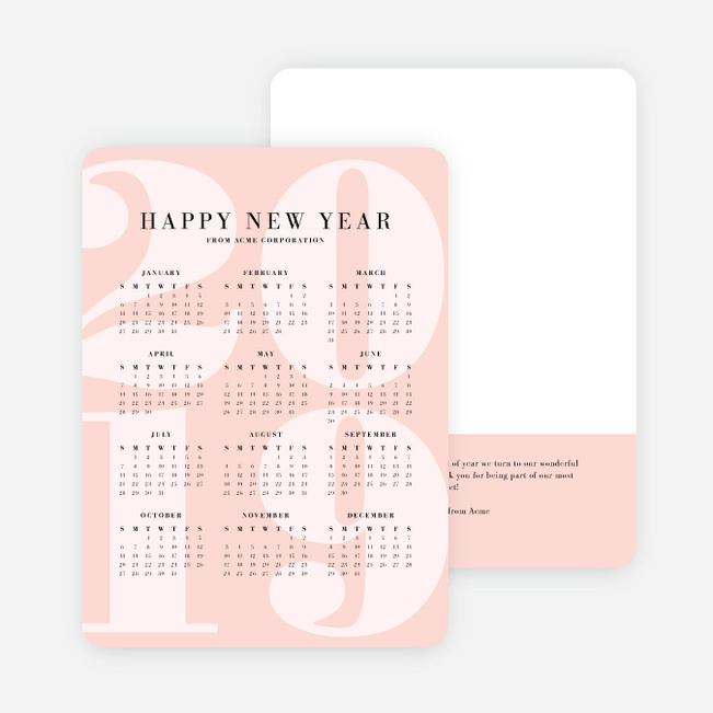 Calendar Greetings Corporate Holiday Cards - Pink