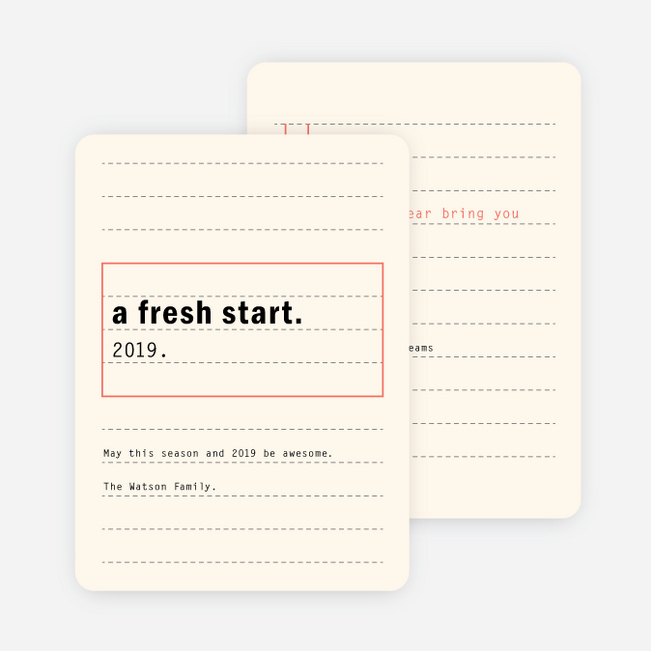 Fresh Start New Year Cards - Beige
