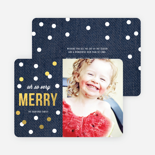 Foil Holiday Card of Circles: Confetti, Ornaments or Snow? - Blue