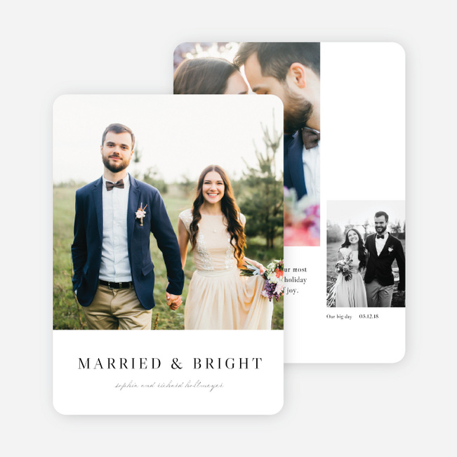 Married & Bright Multi Photo Holiday Cards - Black