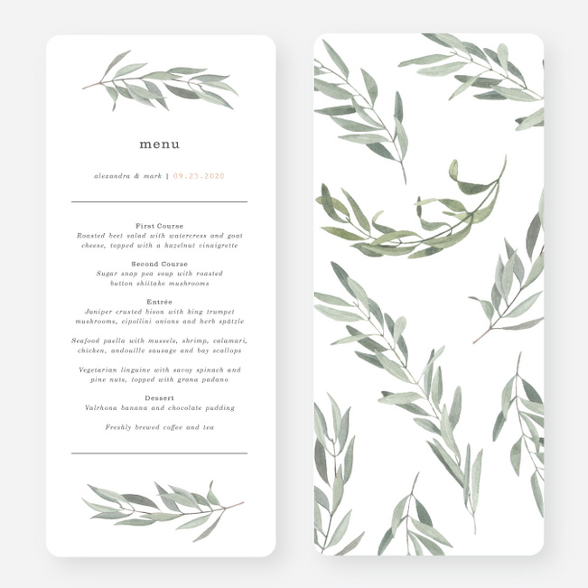 Olive You Wedding Menus Paper Culture