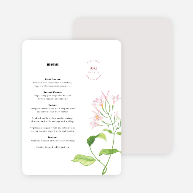 Wine Country Wedding Menus Paper Culture
