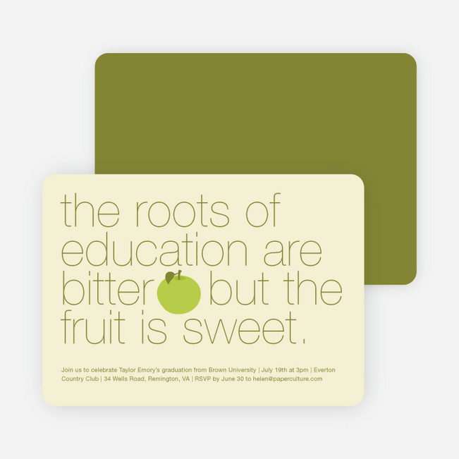 Graduation Fruit Invitations - Green Apple