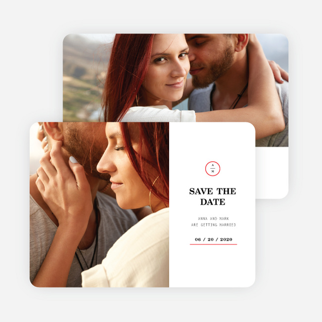 Minimal Accents Save the Date Cards - Red