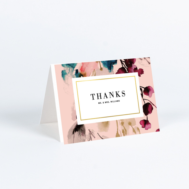 Foil Bountiful Frame Wedding Thank You Cards - Yellow