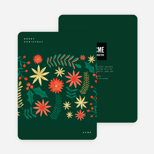 Band of Flowers Business Holiday Cards - Green