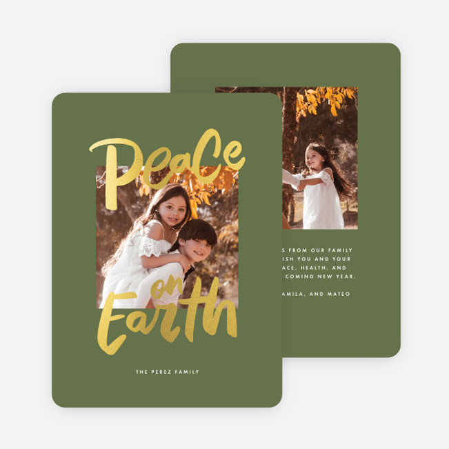 Foil Precious Moment Holiday Cards - Green
