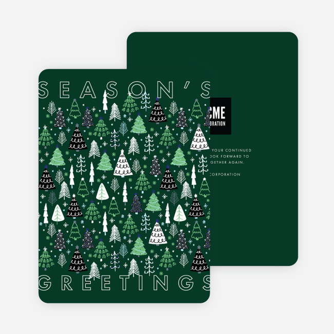 Happy Forest Corporate Holiday Cards - Green
