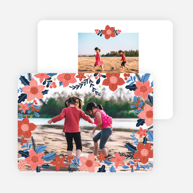 Joyous Floral Frame Holiday cards - Multi