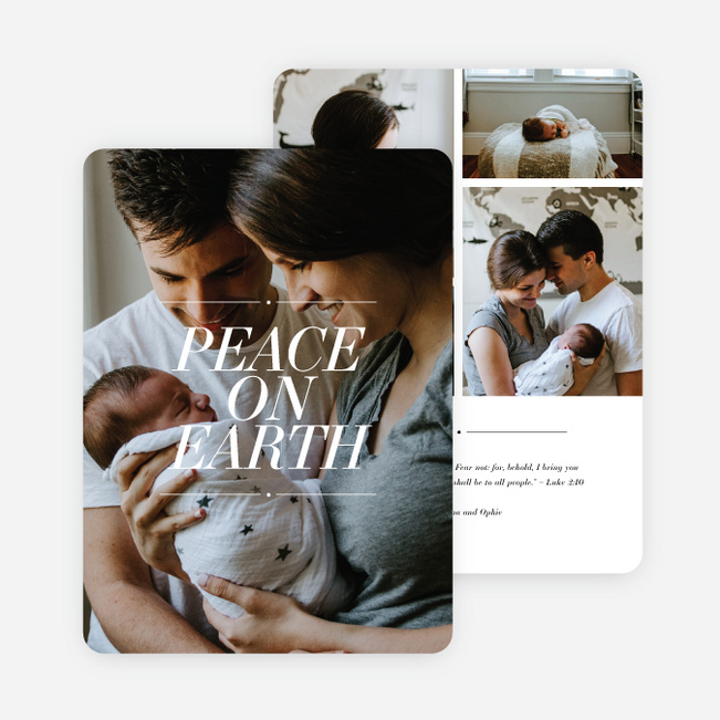 Peaceful Headline Holiday Cards - White