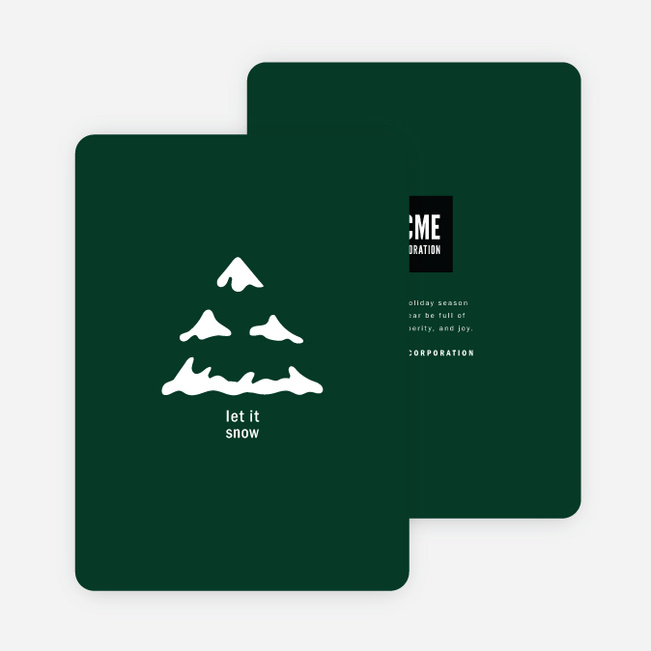 Minimal Winter Tree Business Holiday Cards - Green