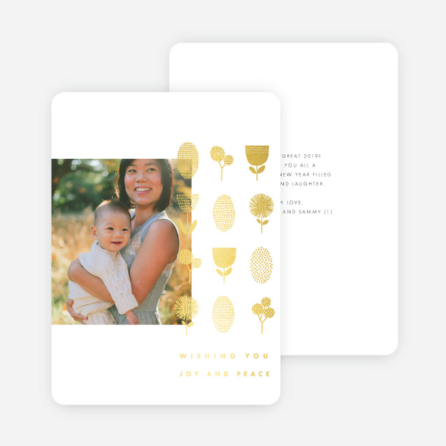 Foil Botanical Stamps Holiday Cards - Yellow