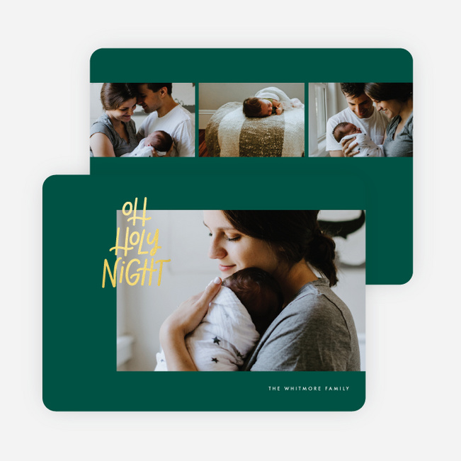 Foil Holy Night Christmas Cards - Green