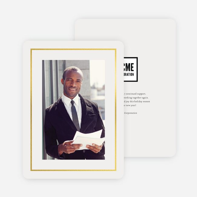 Foil Professional Frame Business and Corporate Holiday Cards - Yellow