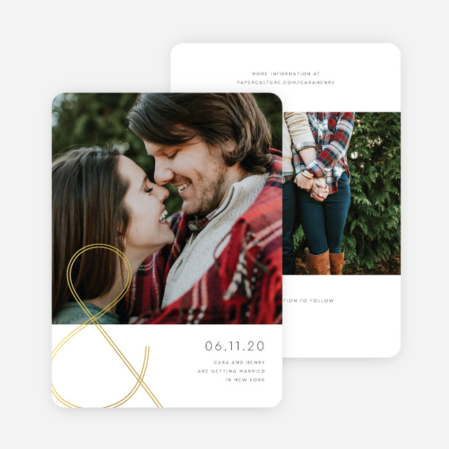 Foil You & Me Wedding Save the Date Cards - Yellow