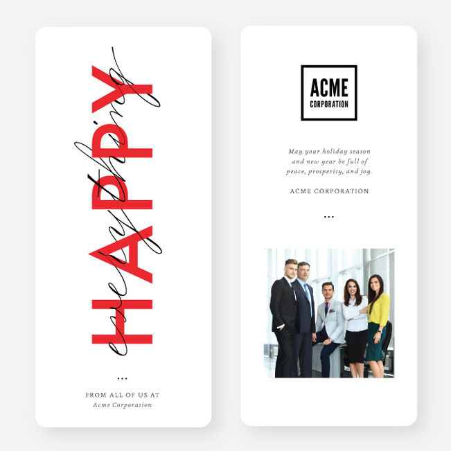 Happy Everything Script Company Holiday Cards - Red