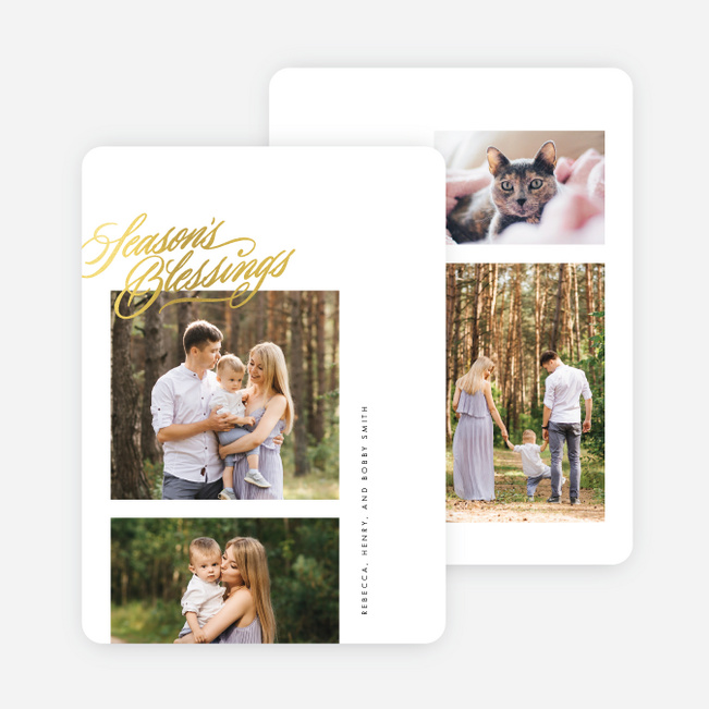 Foil Beautiful Blessings Holiday Cards - Yellow