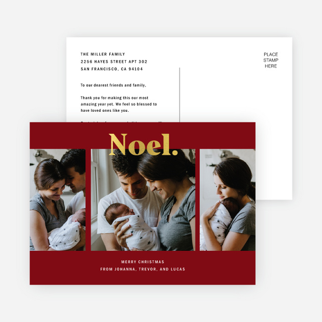 Foil Noel Christmas Cards - Red