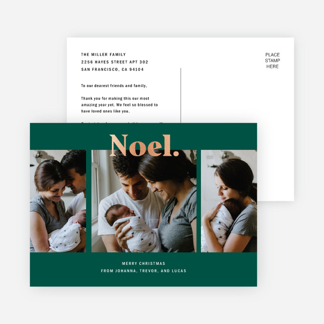 Foil Noel Christmas Cards - Green