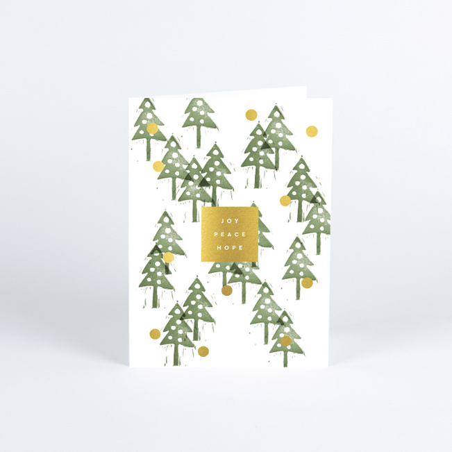 Foil Snowy Moment Business Holiday Cards - Yellow