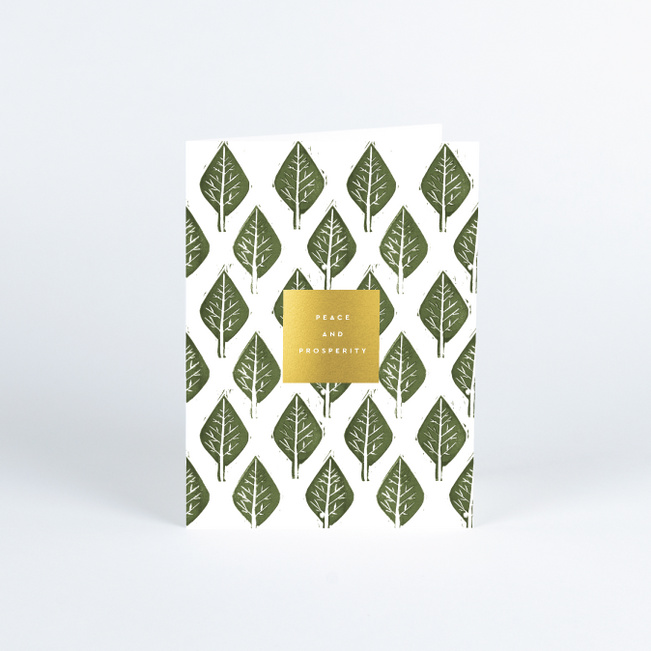 Foil Prosperity Pattern Business Holiday Cards - Yellow