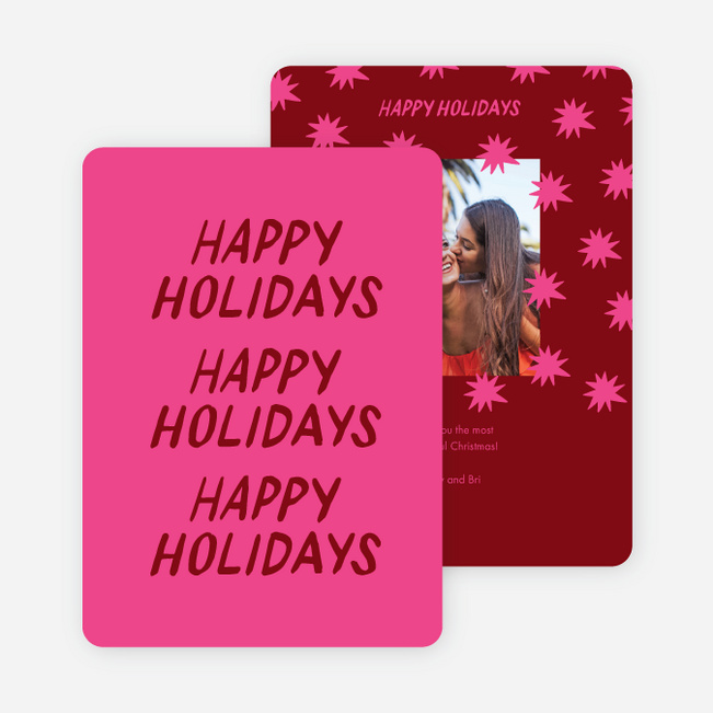 Starry and Happy Holiday Cards - Pink