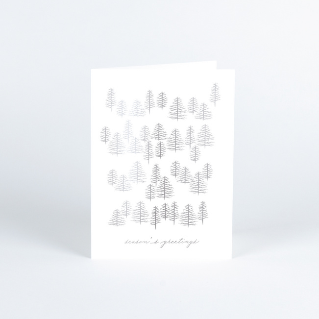 Foil Quiet Forest Business Holiday Cards - Gray