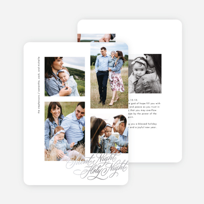 Foil Silent Night Christmas Cards - Gray