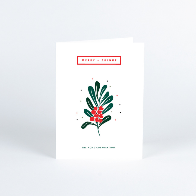 Happy Holly Berry Business Holiday Cards - White