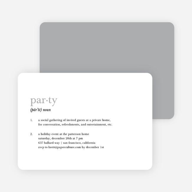 Holiday Party Definition Holiday Invitation - Silver