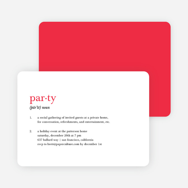 Holiday Party Definition Holiday Invitation - Cardinal