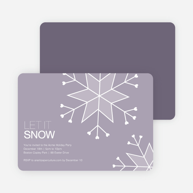 Let It Snow Snowflake Holiday Party Invitations - Mercury