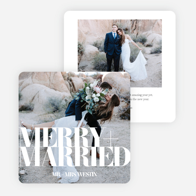 Married & Merry Multi Photo Holiday Cards - White