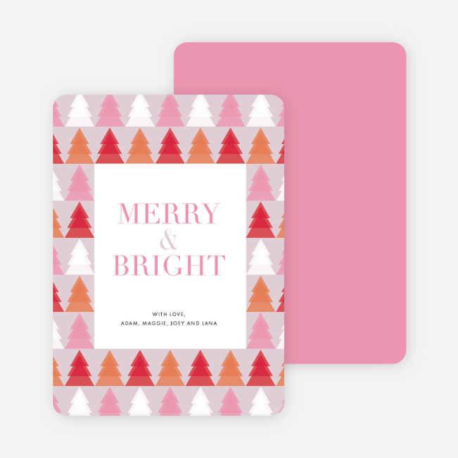 Merry & Bright Christmas Tree Cards - Pink
