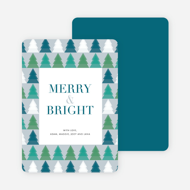 Merry & Bright Christmas Tree Cards - Blue