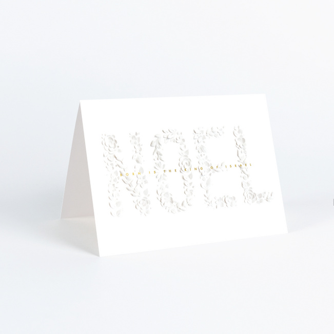 Foil Glorious Noel Christmas Cards - Yellow
