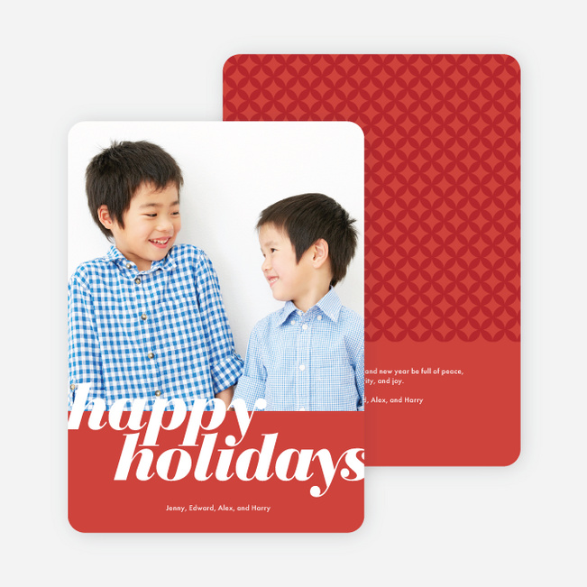 Modern Happy Holidays Photo Card - Punch