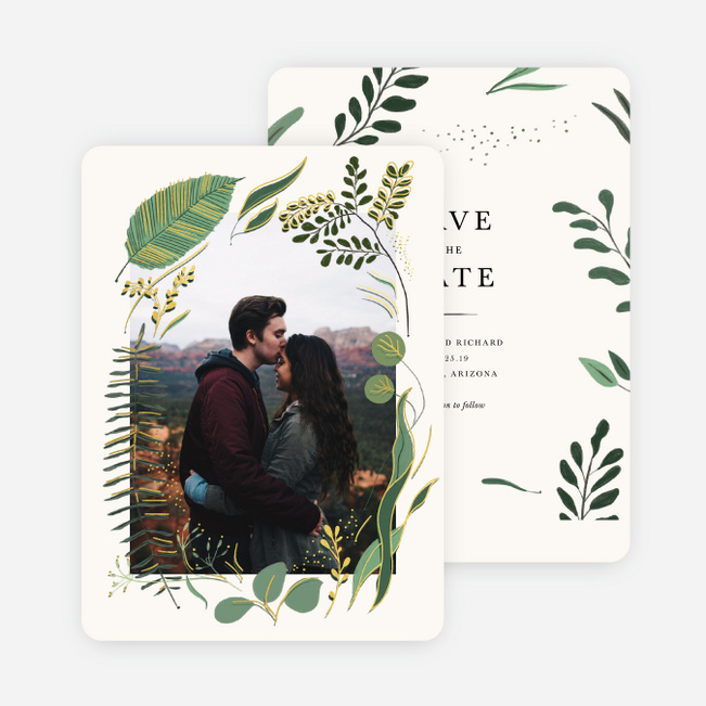 Rustic Forest Save the Date Cards - Yellow