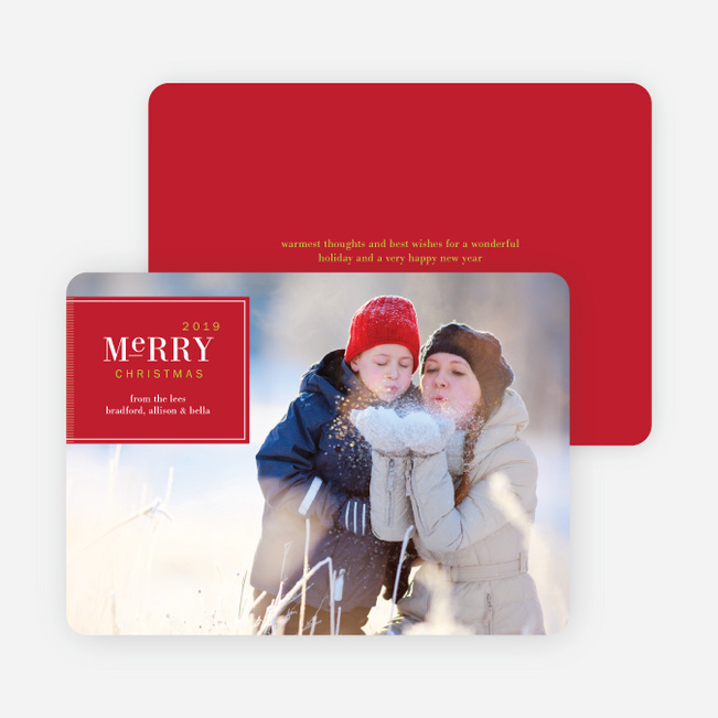 Merry Christmas Badge – Modern Holiday Photo Card - Raspberry