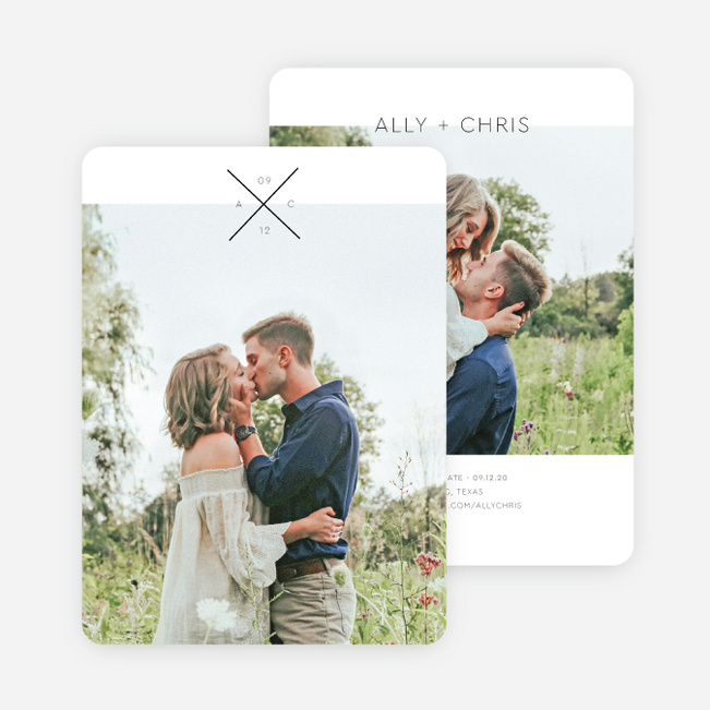 Crossed Out Save the Date Cards - Black