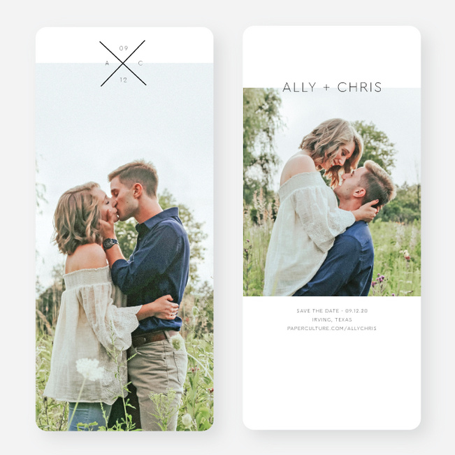 Crossed Out Save the Date Cards - Black