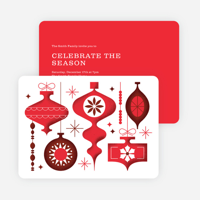 Ornament Celebration Holiday Invitations - Red