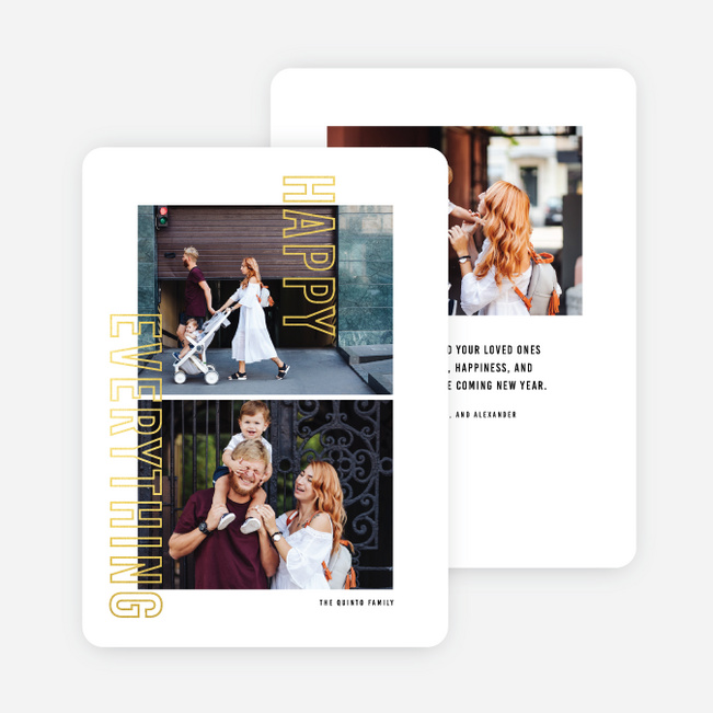 Foil Anyway Multi Photo Holiday Cards - Yellow