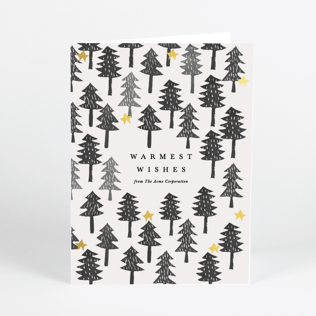 Foil Twinkle Forest Corporate Holiday Cards - Yellow